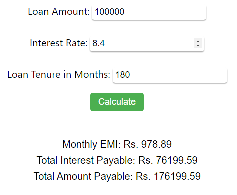 Emi Calculator Online