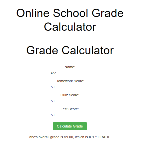 Online-School-Grade-Calculator